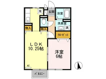 アンジェリーナA(1LDK/2階)の間取り写真