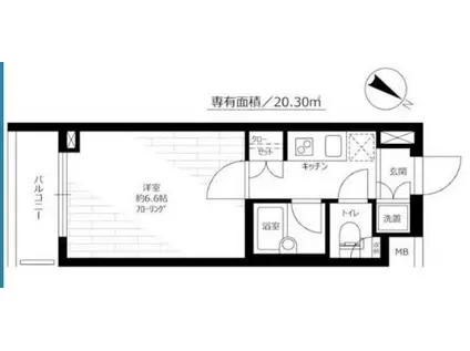 ルーブル溝の口(1K/2階)の間取り写真