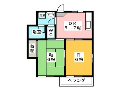 ヒルズ1(2DK/1階)の間取り写真