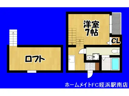 CUSTA次郎丸(ワンルーム/1階)の間取り写真