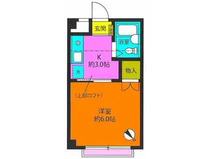 グランデ・ときわ台(1K/3階)の間取り写真