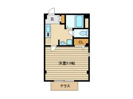 シンフォニア(1K/1階)の間取り写真