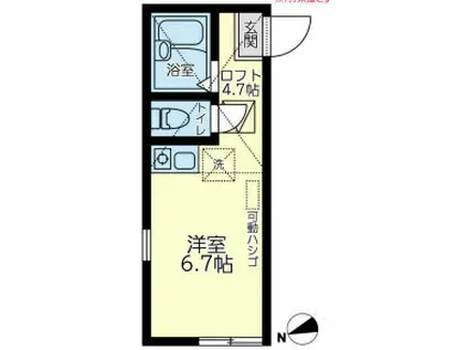 ユナイト東寺尾システィーナの杜(ワンルーム/1階)の間取り写真