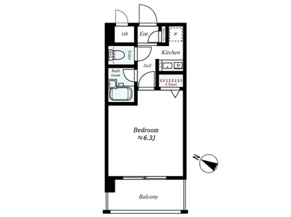ピュアドームグラシアス大手門(1K/3階)の間取り写真