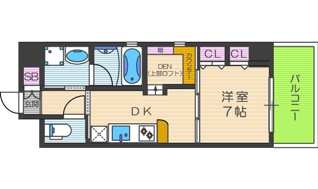 ARROW FIELDS 貮番館(1DK/10階)の間取り写真