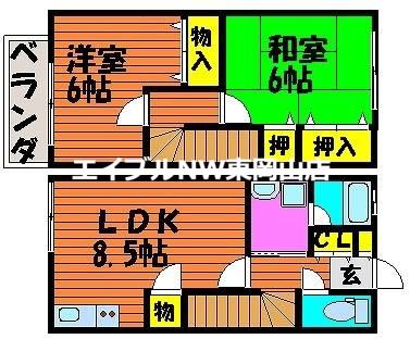 メゾウッド乙多見(2DK/1階)の間取り写真