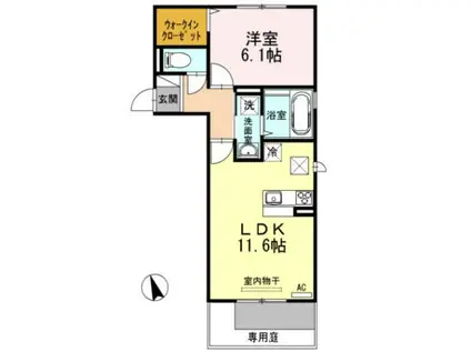 ホワイトバードIIA(1LDK/1階)の間取り写真