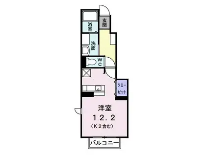 メゾン・ド・オーブB(ワンルーム/1階)の間取り写真