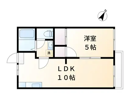 ラフィネヴィラ大福 伍番館(1LDK/1階)の間取り写真