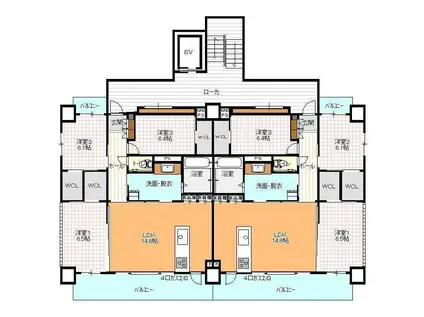 ビバリーグランディーII(3LDK/6階)の間取り写真