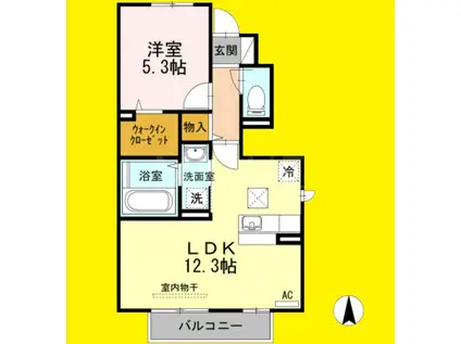 エクセルパークII(1LDK/1階)の間取り写真