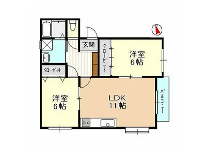 パラディア(2LDK/2階)の間取り写真