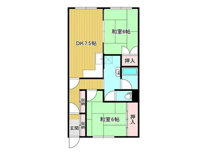 コーポ長谷部(2DK/2階)の間取り写真