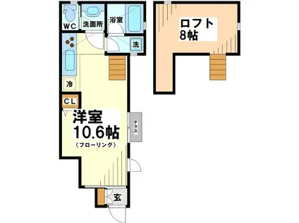 アールズコート(ワンルーム/1階)の間取り写真