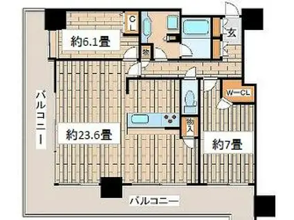 シティタワー神戸三宮(2LDK/30階)の間取り写真
