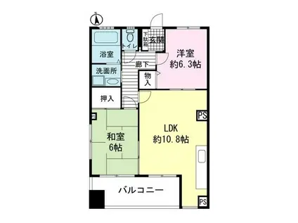 RYU-OWマンション(2LDK/2階)の間取り写真