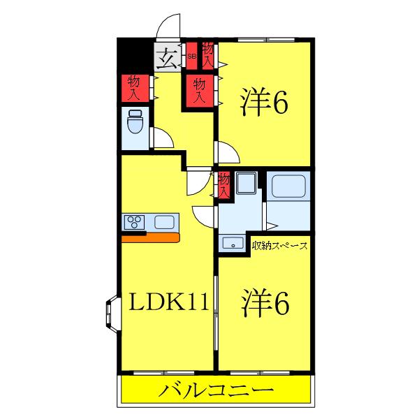 パレロワイヤル朝日5丁目(2LDK/3階)の間取り写真