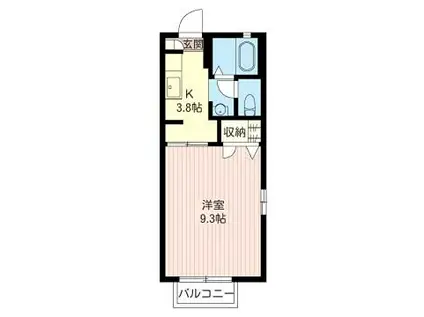 YHカロン(1K/2階)の間取り写真