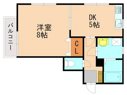 ルート浦園VII(1DK/2階)の間取り写真