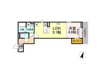 D-ROOM八本松1丁目(1LDK/2階)の間取り写真