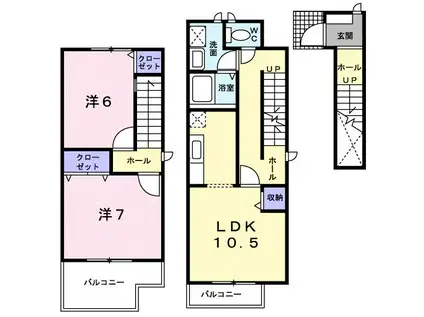 シャン・ド・フルール(2LDK/2階)の間取り写真