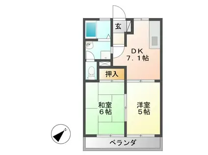 グリーンハイツ鴨田(2DK/1階)の間取り写真