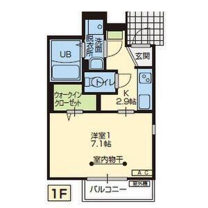 サニープレイス(1K/1階)の間取り写真