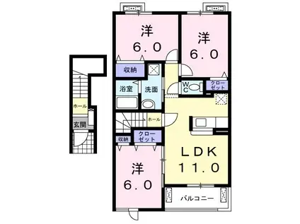 フェイバーB(3LDK/2階)の間取り写真