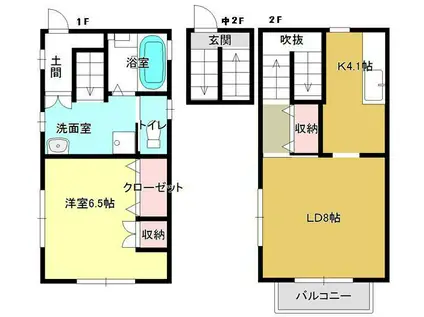 銀河ハウスIII A(1LDK/1階)の間取り写真