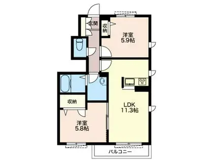 ルミエール湘南台(2LDK/1階)の間取り写真