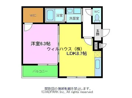 フジパレス諏訪ノ森Ⅱ番館(1LDK/2階)の間取り写真