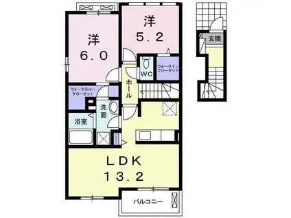 アムール翼(2LDK/2階)の間取り写真