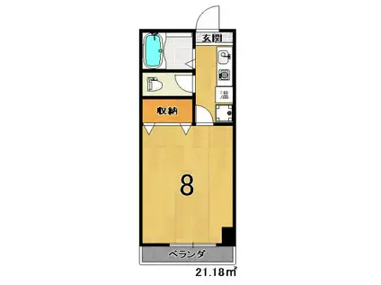 コートドール大槻(1K/6階)の間取り写真