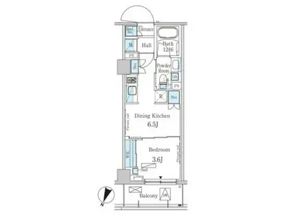 パークアクシス西馬込(1DK/4階)の間取り写真