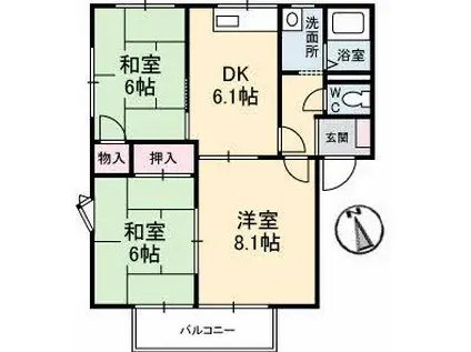 マナハイツ A棟(3DK/1階)の間取り写真