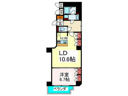 南堀江アパ-トメントグランデ(1LDK/2階)の間取り写真