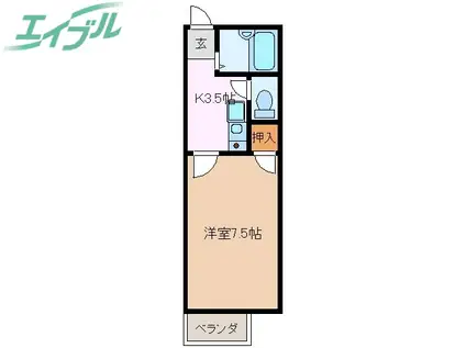 ヴィラ・ウィスタリア(1K/2階)の間取り写真