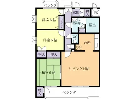 ローレル並木(3LDK/3階)の間取り写真