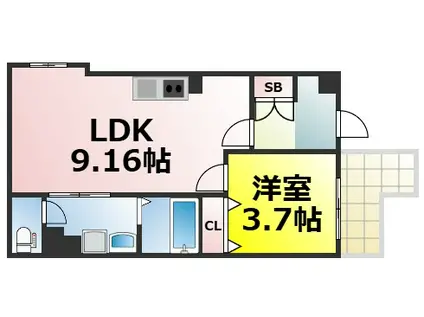 MARE大正(1LDK/2階)の間取り写真