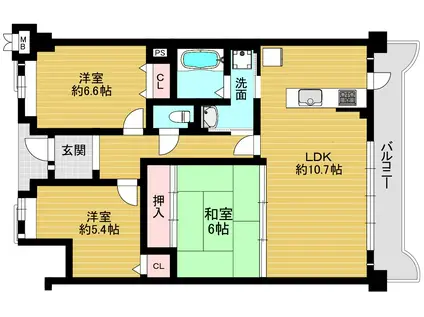 マイシティおおさか5番館(3LDK/14階)の間取り写真