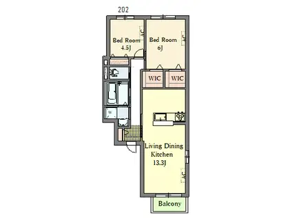 レジデンススイート三軒茶屋(2LDK/2階)の間取り写真