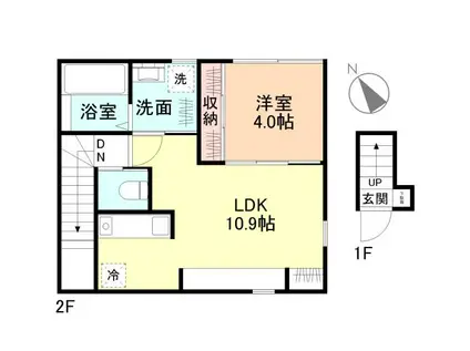 INTEGRAL向野町I(1LDK/2階)の間取り写真