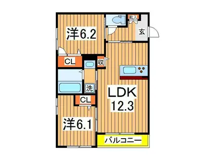 REFIANT HAWK(2LDK/4階)の間取り写真