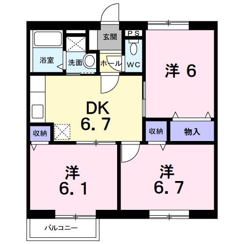 ユピテル610(3DK/2階)の間取り写真