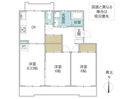 パークテラス長堀 6号館(3DK/2階)の間取り写真