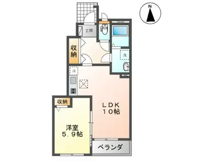 ジェントリー(1LDK/1階)の間取り写真