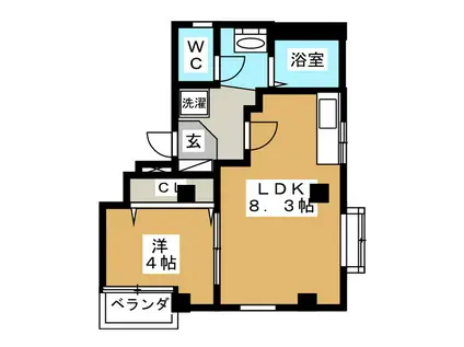ベルリビエール磯子(1LDK/2階)の間取り写真