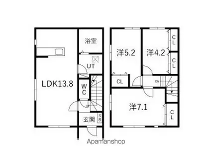 シェモア(3LDK/1階)の間取り写真
