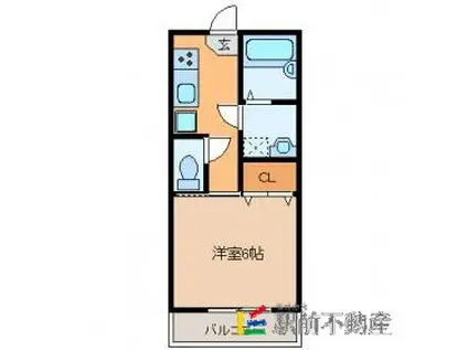 ウィステリア・1(1K/2階)の間取り写真