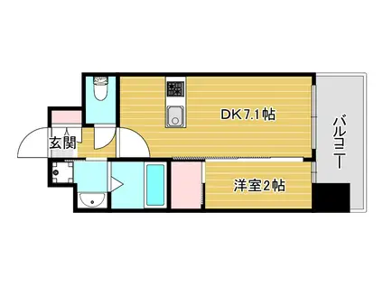セレニテ難波ミラク壱番館(1DK/2階)の間取り写真